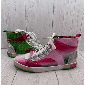 Wicked High Top Lace Up Shoes Pink Green Elphaba Glinda Size 11 Women's 9 Men's